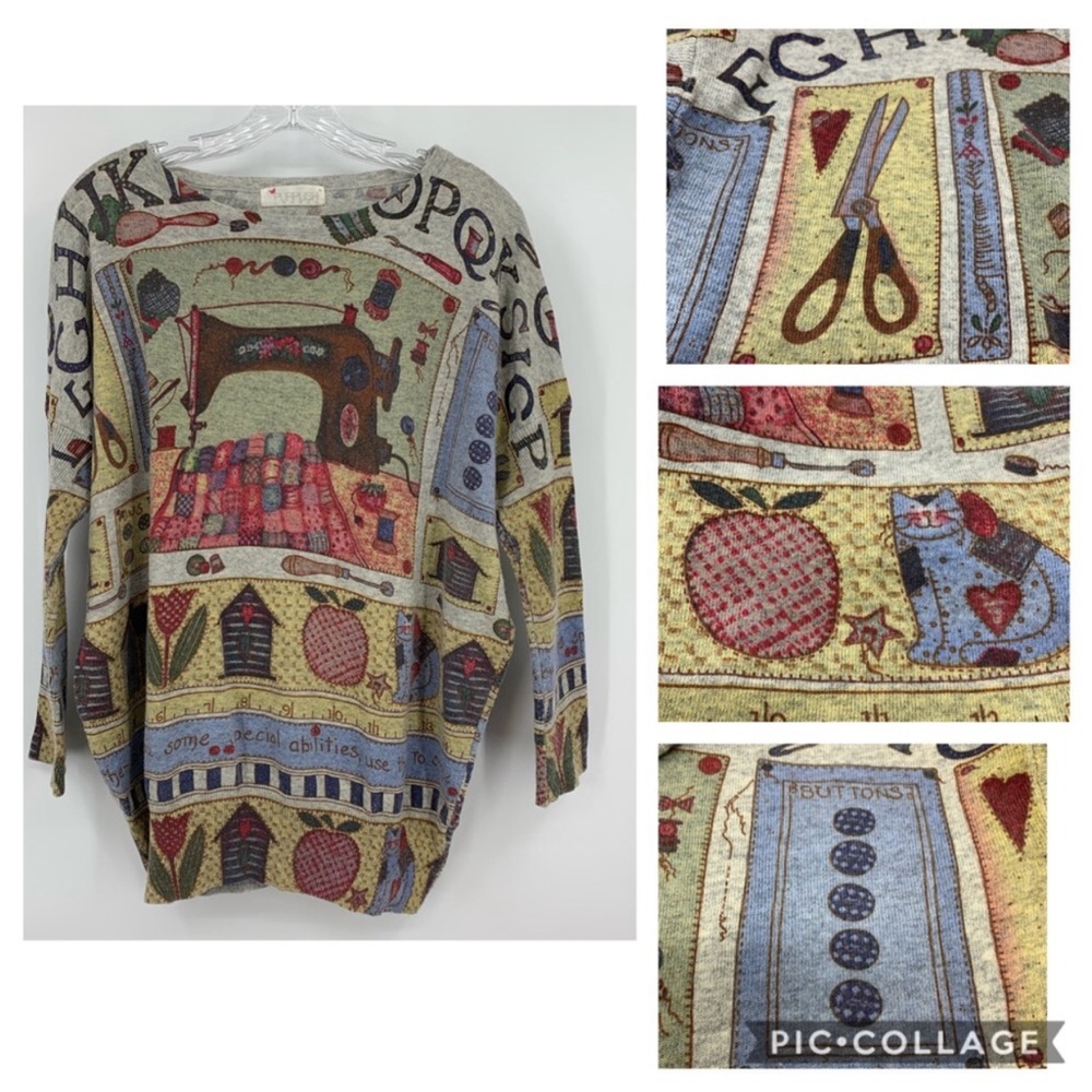 Purplish London Sewing/Country Graphic Sweater